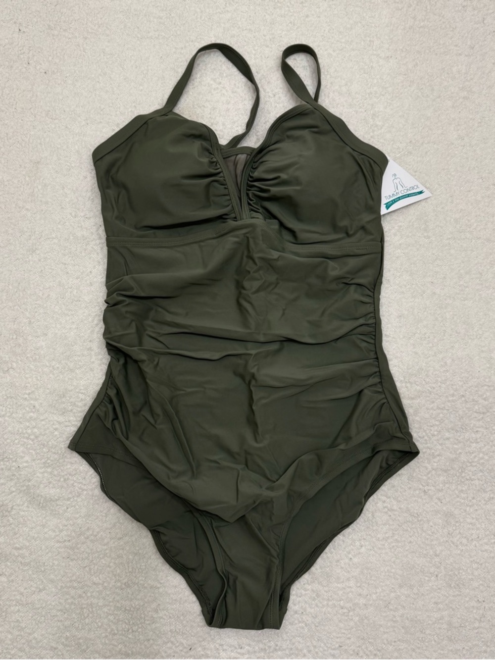 Laphee Rose Olive Green One-Piece Swimsuit with Supportive Bust XL
